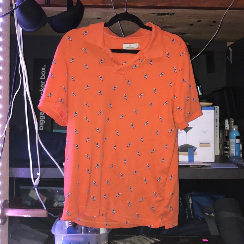 Orange tropical parrot polo